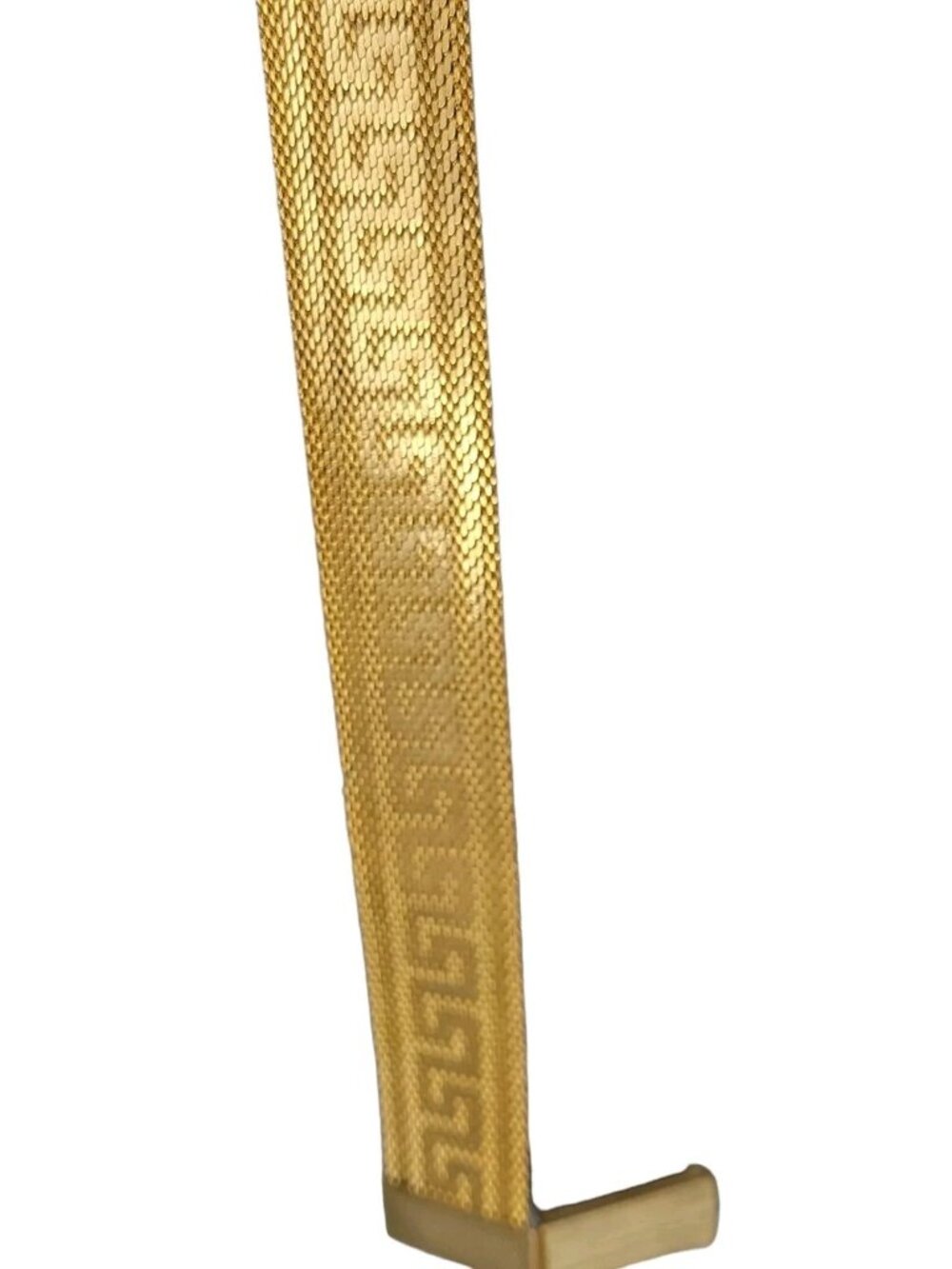 Art Deco Byzantine Greek Key Tassel Gold Tone Mesh Slide Bracelet - Picture 13 of 16